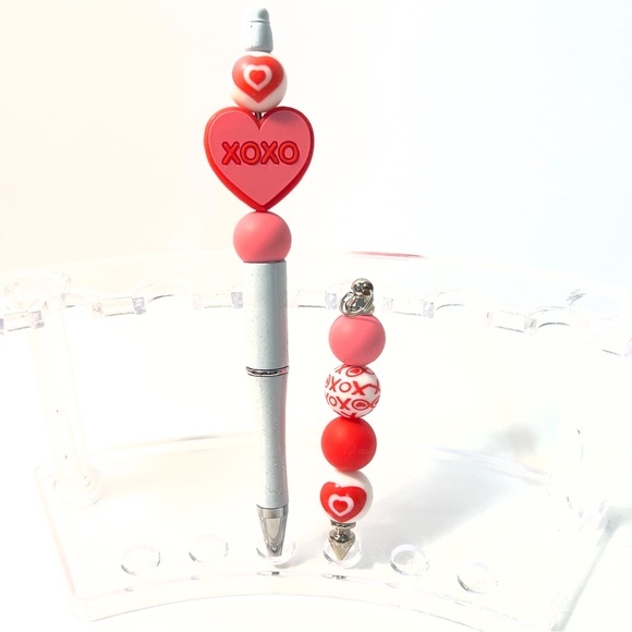 Handmade Other - XOXO Heart Beaded Pen with Red and Pink Accents